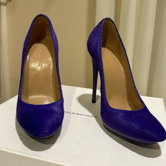 NWT BALENCIAGA VIOLET PONY HAIR PUMPS SIZE  36 IT - Picture 2 of 15